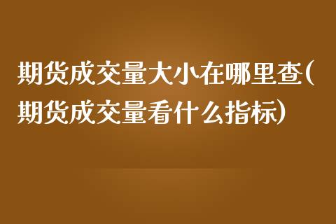 期货成交量大小在哪里查(期货成交量看什么指标)_https://www.zztgc.com_原油期货_第1张