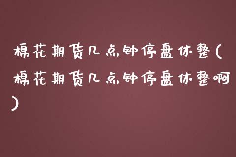 棉花期货几点钟停盘休整(棉花期货几点钟停盘休整啊)_https://www.zztgc.com_黄金期货_第1张