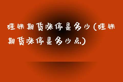 硅铁期货涨停是多少(硅铁期货涨停是多少点)_https://www.zztgc.com_黄金期货_第1张