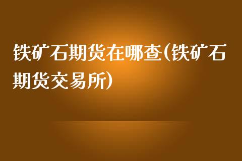 铁矿石期货在哪查(铁矿石期货交易所)_https://www.zztgc.com_期货行情_第1张