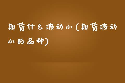 期货什么波动小(期货波动小的品种)_https://www.zztgc.com_黄金期货_第1张