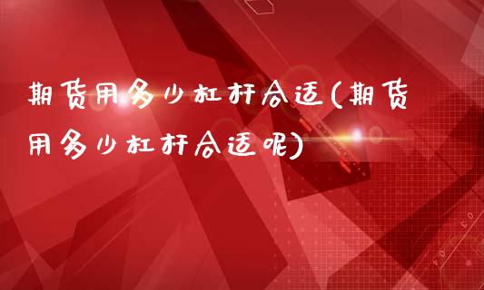 期货用多少杠杆合适(期货用多少杠杆合适呢)_https://www.zztgc.com_期货直播_第1张