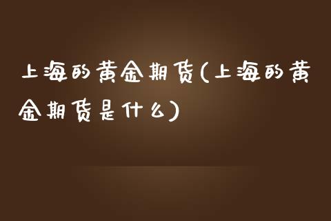 上海的黄金期货(上海的黄金期货是什么)_https://www.zztgc.com_期货入门_第1张