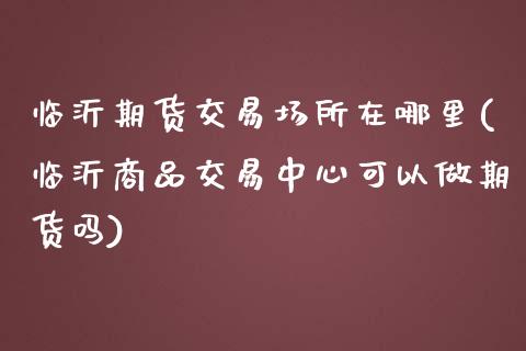 临沂期货交易场所在哪里(临沂商品交易中心可以做期货吗)_https://www.zztgc.com_期货行情_第1张