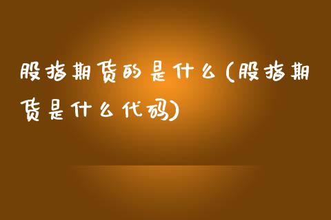 股指期货的是什么(股指期货是什么代码)_https://www.zztgc.com_原油期货_第1张
