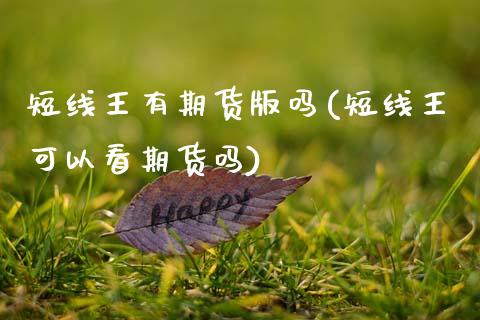 短线王有期货(短线王可以看期货吗)_https://www.zztgc.com_黄金期货_第1张