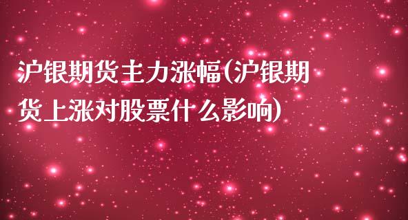 沪银期货主力涨幅(沪银期货上涨对股票什么影响)_https://www.zztgc.com_期货直播_第1张