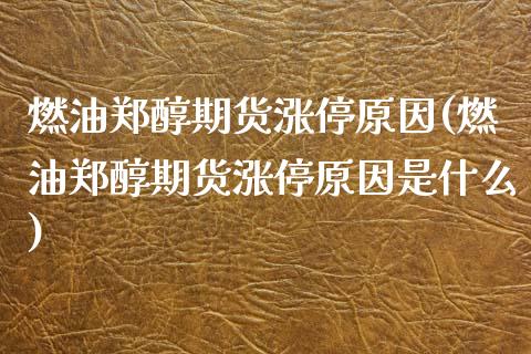 燃油郑醇期货涨停原因(燃油郑醇期货涨停原因是什么)_https://www.zztgc.com_期货行情_第1张