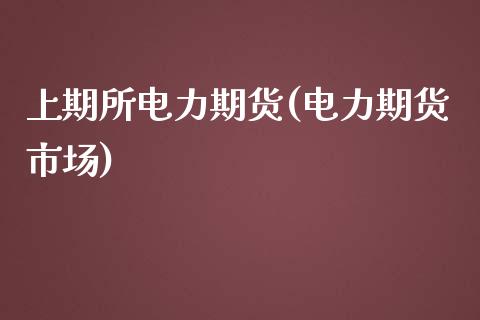 上期所电力期货(电力期货市场)_https://www.zztgc.com_期货直播_第1张
