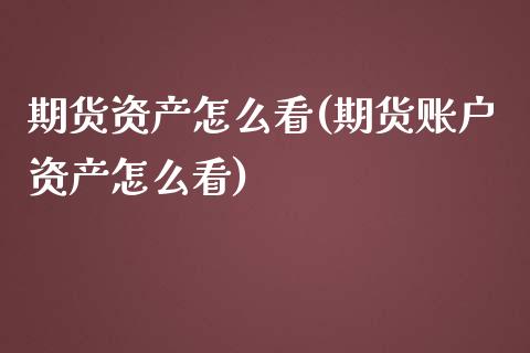 期货资产怎么看(期货账户资产怎么看)_https://www.zztgc.com_期货行情_第1张