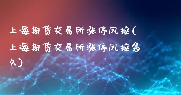 上海期货交易所涨停风控(上海期货交易所涨停风控多久)_https://www.zztgc.com_期货行情_第1张