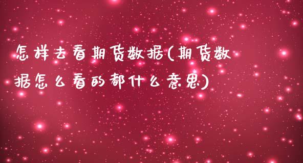怎样去看期货数据(期货数据怎么看的都什么意思)_https://www.zztgc.com_黄金期货_第1张