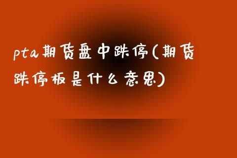 pta期货盘中跌停(期货跌停板是什么意思)_https://www.zztgc.com_期货入门_第1张