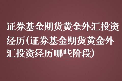 证券基金期货黄金外汇投资经历(证券基金期货黄金外汇投资经历哪些阶段)_https://www.zztgc.com_期货开户_第1张