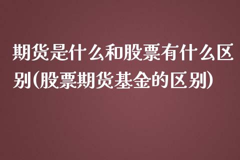 期货是什么和股票有什么区别(股票期货基金的区别)_https://www.zztgc.com_期货行情_第1张
