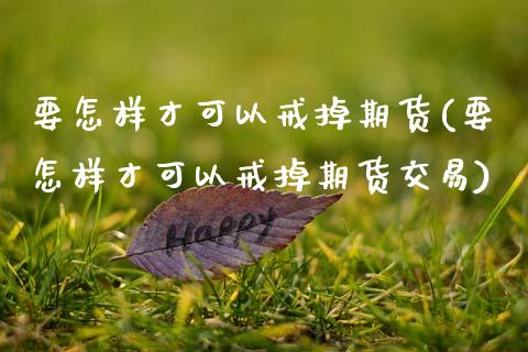 要怎样才可以戒掉期货(要怎样才可以戒掉期货交易)_https://www.zztgc.com_期货直播_第1张
