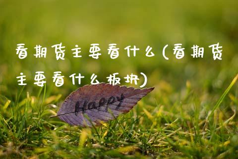 看期货主要看什么(看期货主要看什么板块)_https://www.zztgc.com_期货行情_第1张