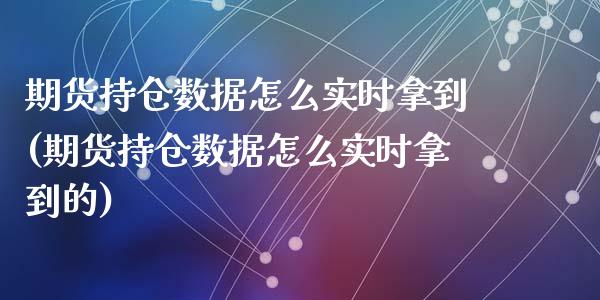 期货持仓数据怎么实时拿到(期货持仓数据怎么实时拿到的)_https://www.zztgc.com_期货行情_第1张