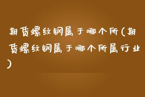 期货螺纹钢属于哪个所(期货螺纹钢属于哪个所属行业)_https://www.zztgc.com_黄金期货_第1张