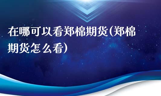 在哪可以看郑棉期货(郑棉期货怎么看)_https://www.zztgc.com_期货入门_第1张