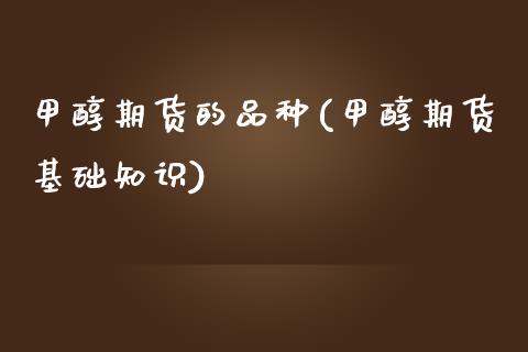 甲醇期货的品种(甲醇期货基础知识)_https://www.zztgc.com_期货直播_第1张