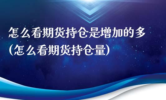 怎么看期货持仓是增加的多(怎么看期货持仓量)_https://www.zztgc.com_期货行情_第1张