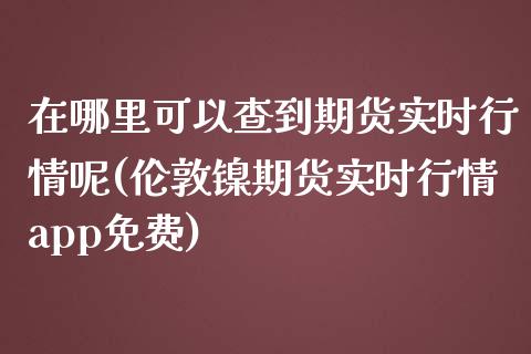 在哪里可以查到期货实时行情呢(伦敦镍期货实时行情app免费)_https://www.zztgc.com_期货行情_第1张
