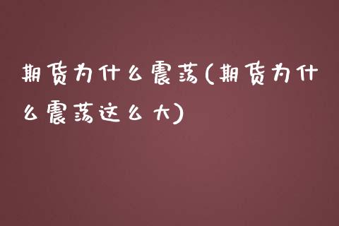 期货为什么震荡(期货为什么震荡这么大)_https://www.zztgc.com_期货直播_第1张