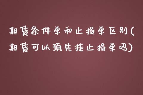 期货条件单和止损单区别(期货可以预先挂止损单吗)_https://www.zztgc.com_黄金期货_第1张