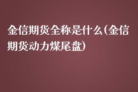 金信期货全称是什么(金信期货动力煤尾盘)_https://www.zztgc.com_期货开户_第1张