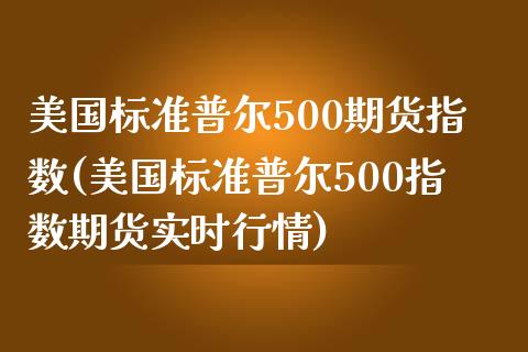 美国标准普尔500期货指数(美国标准普尔500指数期货实时行情)_https://www.zztgc.com_原油期货_第1张
