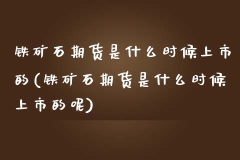 铁矿石期货是什么时候上市的(铁矿石期货是什么时候上市的呢)_https://www.zztgc.com_期货行情_第1张