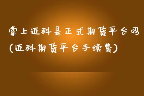 掌上迈科是正式期货平台吗(迈科期货平台手续费)_https://www.zztgc.com_期货入门_第1张