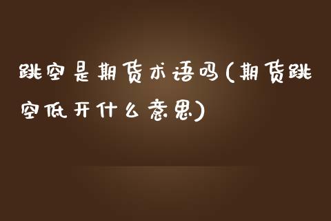 跳空是期货术语吗(期货跳空低开什么意思)_https://www.zztgc.com_期货行情_第1张