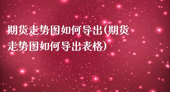 期货走势图如何导出(期货走势图如何导出表格)_https://www.zztgc.com_期货行情_第1张