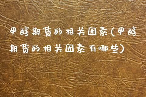 甲醇期货的相关因素(甲醇期货的相关因素有哪些)_https://www.zztgc.com_期货行情_第1张