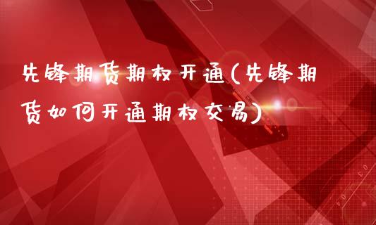 先锋期货期权开通(先锋期货如何开通期权交易)_https://www.zztgc.com_期货入门_第1张