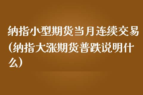 纳指小型期货当月连续交易(纳指大涨期货普跌说明什么)_https://www.zztgc.com_期货直播_第1张