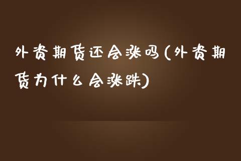 外资期货还会涨吗(外资期货为什么会涨跌)_https://www.zztgc.com_原油期货_第1张