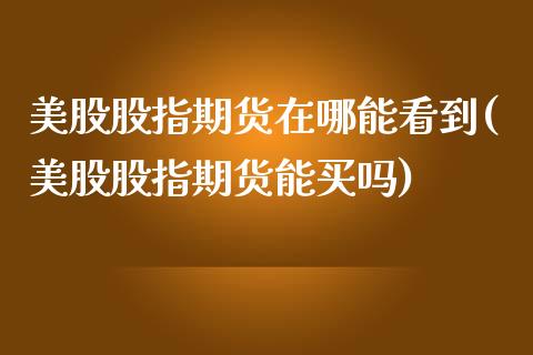 美股股指期货在哪能看到(美股股指期货能买吗)_https://www.zztgc.com_原油期货_第1张