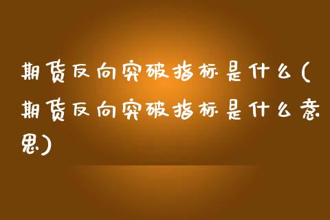 期货反向突破指标是什么(期货反向突破指标是什么意思)_https://www.zztgc.com_原油期货_第1张