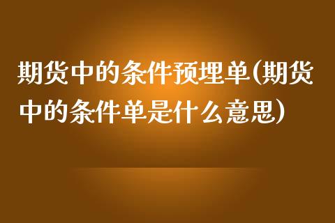 期货中的条件预埋单(期货中的条件单是什么意思)_https://www.zztgc.com_期货开户_第1张
