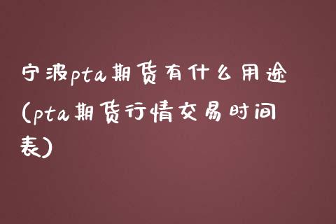 宁波pta期货有什么用途(pta期货行情交易时间表)_https://www.zztgc.com_黄金期货_第1张