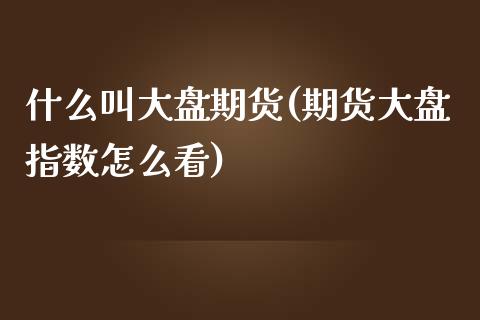 什么叫大盘期货(期货大盘指数怎么看)_https://www.zztgc.com_期货入门_第1张