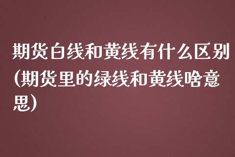 期货白线和黄线有什么区别(期货里的绿线和黄线啥意思)_https://www.zztgc.com_期货开户_第1张
