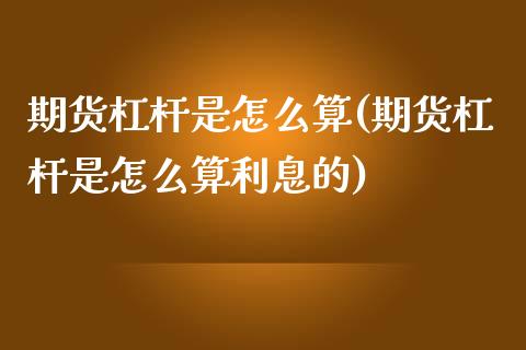 期货杠杆是怎么算(期货杠杆是怎么算利息的)_https://www.zztgc.com_期货入门_第1张