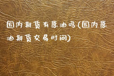 国内期货有原油吗(国内原油期货交易时间)_https://www.zztgc.com_原油期货_第1张