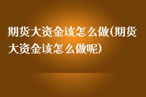 期货大资金该怎么做(期货大资金该怎么做呢)_https://www.zztgc.com_期货直播_第1张