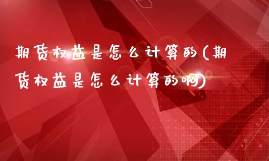 期货权益是怎么计算的(期货权益是怎么计算的啊)_https://www.zztgc.com_期货行情_第1张