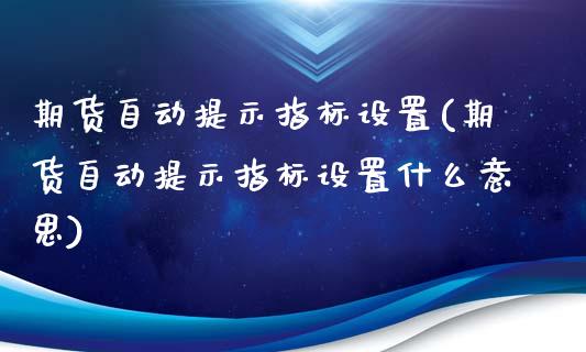 期货自动提示指标设置(期货自动提示指标设置什么意思)_https://www.zztgc.com_黄金期货_第1张